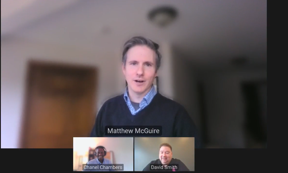 Screenshot of webinar featuring Matt McGuire.